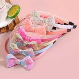 6/12pcs Glitter Hair Bows Headbands for Girls Kids Girls Plastic Teeth Hairbands Sparkly Bows Headband Children Hair Aceessories