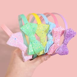 6/12pcs Glitter Hair Bows Headbands for Girls Kids Girls Plastic Teeth Hairbands Sparkly Bows Headband Children Hair Aceessories