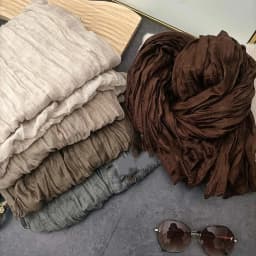 VREOVOR Solid Color Hand Feel Scarf Retro Autumn Winter New Pleated Green Thin Strip Shawl Men's Women's Thermal Silk