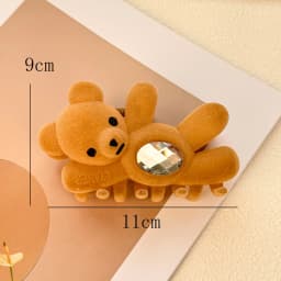 1pc Cute waving teddy bear hair clip with high aesthetic value, rhinestone headband, shark clip, Valentine's Day hair accessory