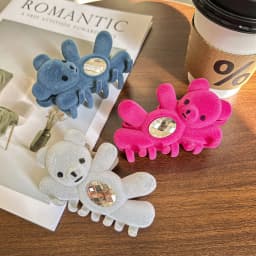 1pc Cute waving teddy bear hair clip with high aesthetic value, rhinestone headband, shark clip, Valentine's Day hair accessory