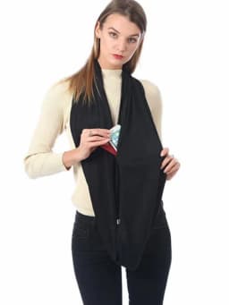 Women Infinity Loop Scarf with Hidden Zipper Pocket Travel Scarf Solid Color Neck Wrap Suitable for Daily Traveling Storage