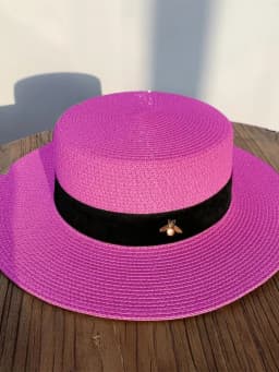 Summer Travel Wide Brim Flat Top Straw Hat Women's Sun Protection Casual Style Youth Fashion Hat for Outdoors And Vacations