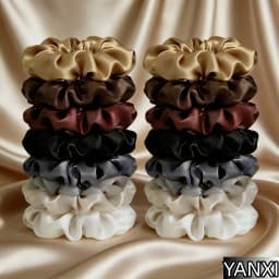 16/6-Piece Women's Pure Color Satin Large Scrunchie Daily Simple Atmospheric Set