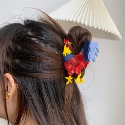 New Y2k Colorful Acrylic Rooster Shape Hair Clip Claw For Women Girls Creative Cartoon Animal Ponytail Hairpin Hair Accessories