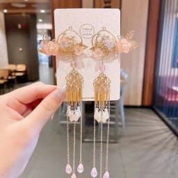 Chinese Style Flower Hair Clips Elegant Exquisite Butterfly Petal Tassel Hairpin For Girls Hanfu Jewelry Hair Accessories 1 Pair