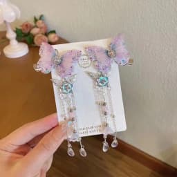 Chinese Style Flower Hair Clips Elegant Exquisite Butterfly Petal Tassel Hairpin For Girls Hanfu Jewelry Hair Accessories 1 Pair