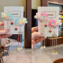 Chinese Style Flower Hair Clips Elegant Exquisite Butterfly Petal Tassel Hairpin For Girls Hanfu Jewelry Hair Accessories 1 Pair