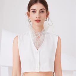 Lace Yarn Stand Up Collar For Sweater Blouse Shirt Decorative Fake collar Ruffled Detachable Layering Neckwear Top False Collar