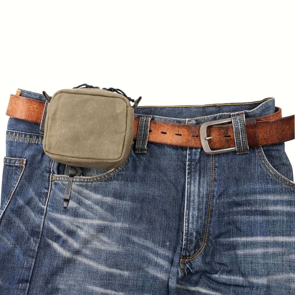 Belt Pouch for Men Women YKK Zippers EDC Pouch, Belt Bag Waist Pack for Hiking, Water Resistant, Waxed Canvas