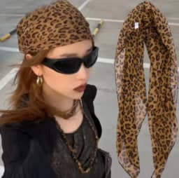 2025 Spring Leopard Print Square Scarf Women Satin Bandana Thin Edge Scarves HeadBand Fashion Lady Hairband Wrap Neckerchief