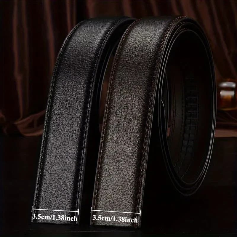 Men and Women No - Buckle PU Business Belt - Width 3.0cm - 3.5cm, Suitable for Jeans