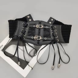 Ladies's Retro corset Belts Pin Buckle Elastic Lace & Gothic Style Cummerbunds tie rope Goth Punk For Women On Shirt Dress Belt