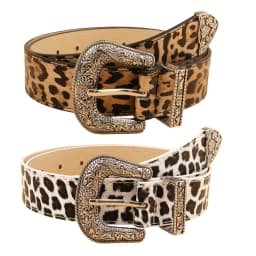 Gothic Retro Women's Belt Fashion Casual Versatile Jeans Accessories Girdle Silver Pin Buckle Leopard Print Pu Leather Waistband