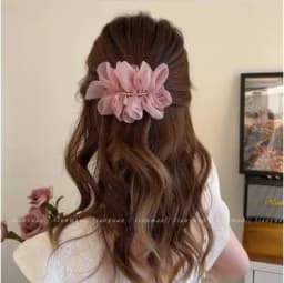 1/2 Pcs Elegant Minimalist Chiffon Flower Big Spring Hair Claw Clips for Women,, Solid Color Hair Accessory for Ponytail