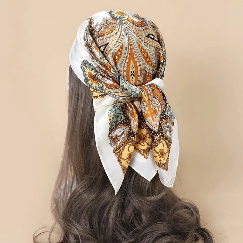 70x70cm Silk Scarf for Women Floral Printed Square Shawl Muslim Hijab Office Ladies Neck Scarf Hair Bandana Gift Muffler Foulard