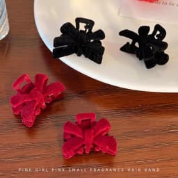 2PCS/Set Black Red Velvet Butterfly Hairpin Popular Fashion Small Hair Clip Headwear