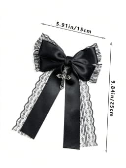 Ladies' black lace bow hair accessory hair clip Gothic cross with dark style
