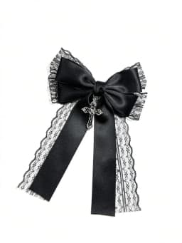 Ladies' black lace bow hair accessory hair clip Gothic cross with dark style