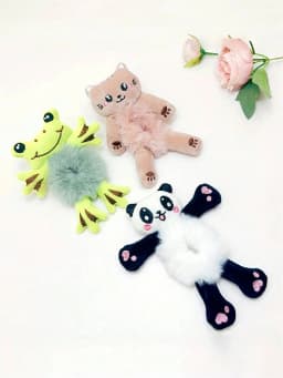 Women's Cute Cartoon Frog&Panda&Yellow Duck Plush Hair Ties, Ponytail & Bun Hairstyle Accessories With Elastic Bands For Women