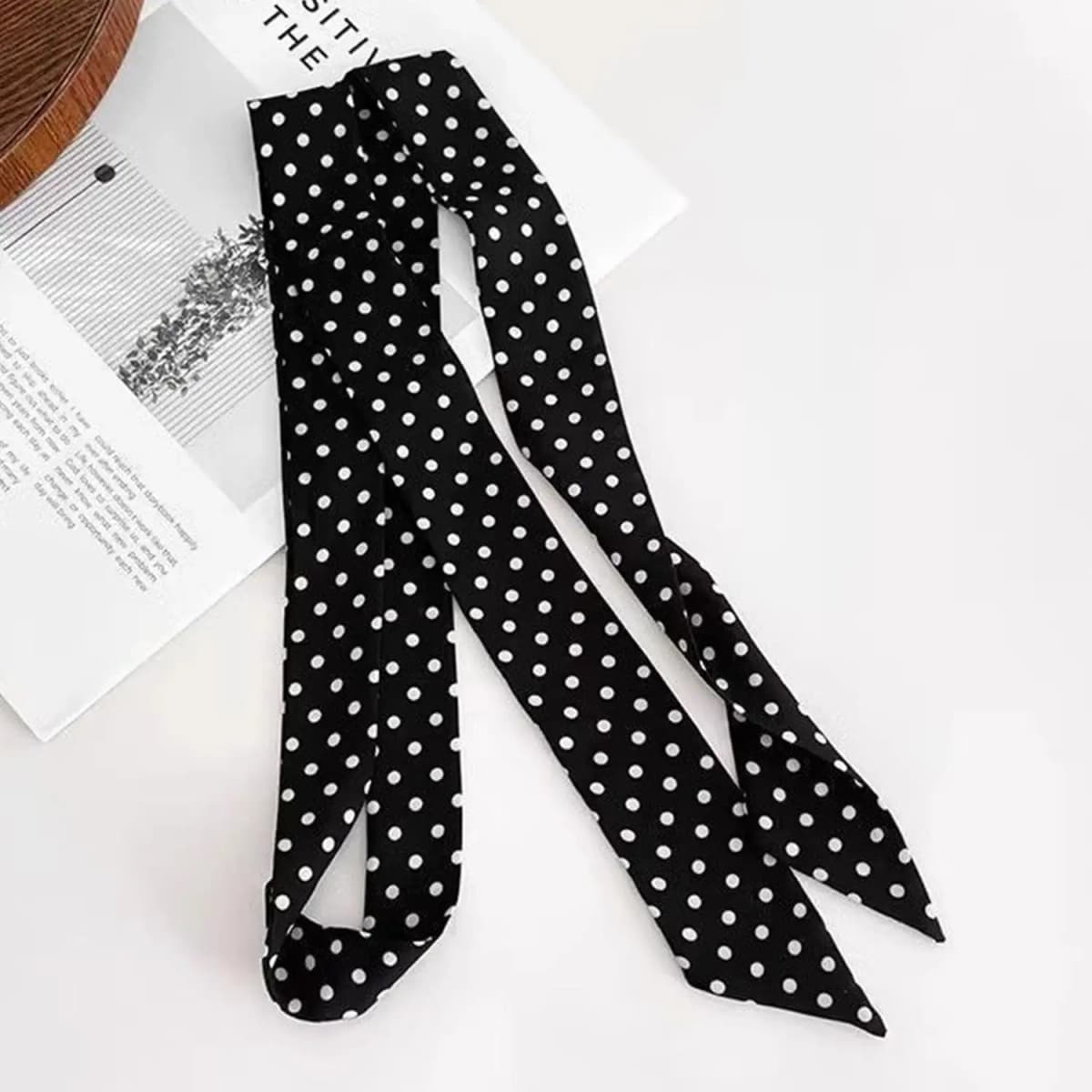 Korean Style Polka Dot Scarf For Women Handle Bag Ribbons Brand Fashion Head Scarf Narrow Long Skinny Neckerchief Headbands