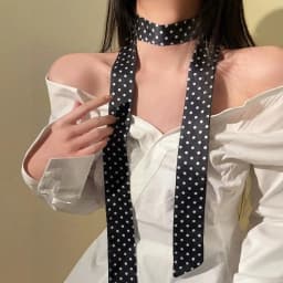 Korean Style Polka Dot Scarf For Women Handle Bag Ribbons Brand Fashion Head Scarf Narrow Long Skinny Neckerchief Headbands