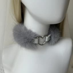 Girl Heart Furry Necklace Plush Neck Collar Detachable Warm Adjustable Exaggerated Collar Cosplay Costume