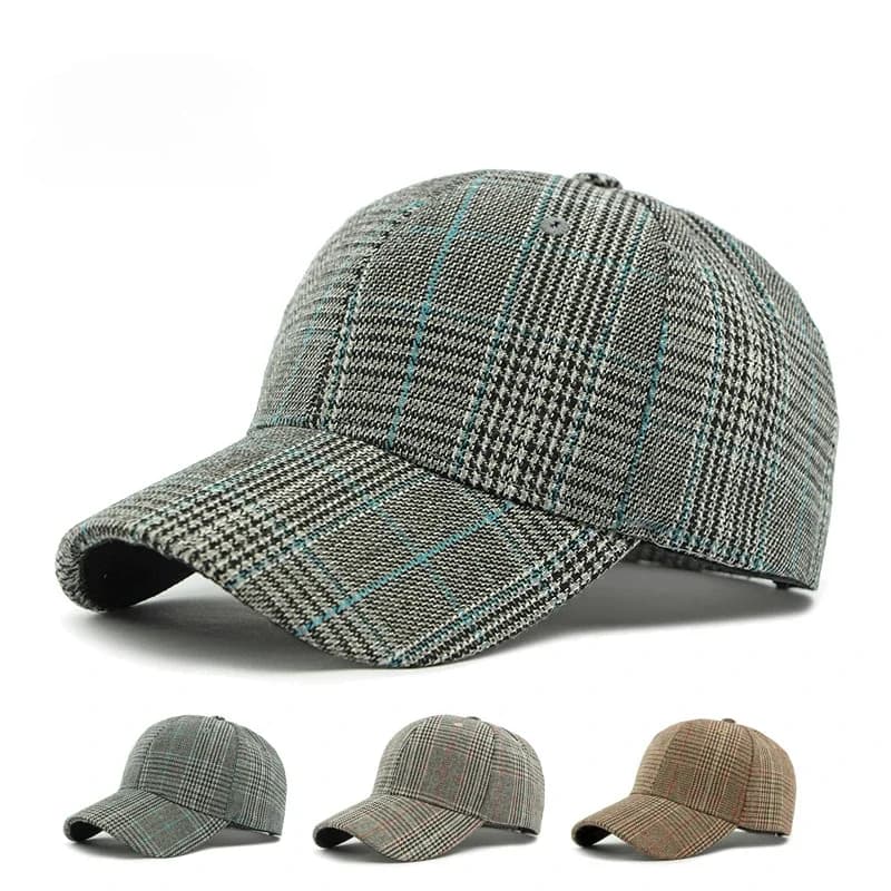 Hat Men's Spring Summer Outdoor Sunscreen Visor Classic Checkered Baseball Cap Hard Top Women's Cap Sun Cap