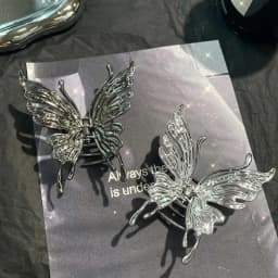 Large Butterfly Hair Clamps Claw Clips for Women Pleated Silver Color Cross Geometric Hairpins Fashion Barrette Headdress A-