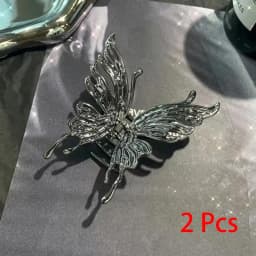 Large Butterfly Hair Clamps Claw Clips for Women Pleated Silver Color Cross Geometric Hairpins Fashion Barrette Headdress A-