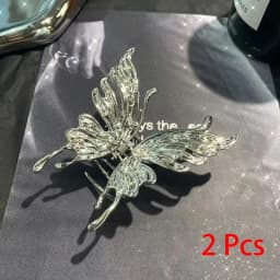 Large Butterfly Hair Clamps Claw Clips for Women Pleated Silver Color Cross Geometric Hairpins Fashion Barrette Headdress A-