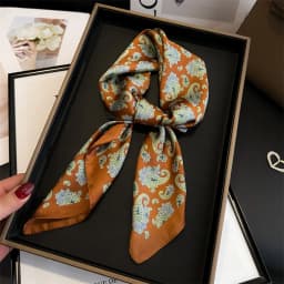 2025 New Paisley Print Square Scarf Soft Satin Bandana Vintage Windproof Head Wrap Shawl Imitation Silk Travel Beach Towel