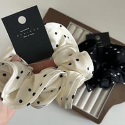 Korean Big Dot Scrunchies For Girls Elastic Hair Rubber Bands Women Large Hair Tie Black Hair Ring Rope Hairbands Headdress