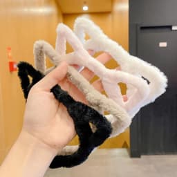 1pc hollow cat ears hairband girl heart hairpin cute plush headband wash face mask hairband hair tie clip