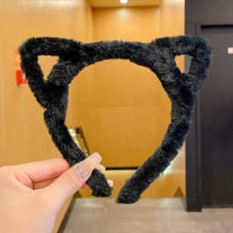 1pc hollow cat ears hairband girl heart hairpin cute plush headband wash face mask hairband hair tie clip
