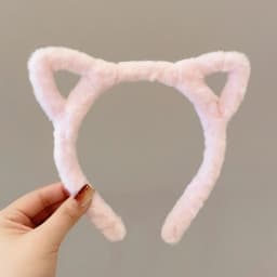 1pc hollow cat ears hairband girl heart hairpin cute plush headband wash face mask hairband hair tie clip