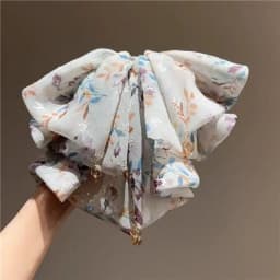 Cute Floral Bow Tie Ponytail Claw Clip, Half-Up Hair Accessory for the Back of the Head
