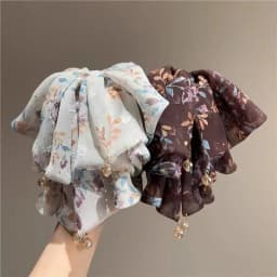 Cute Floral Bow Tie Ponytail Claw Clip, Half-Up Hair Accessory for the Back of the Head