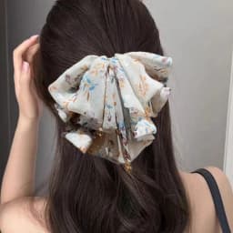 Cute Floral Bow Tie Ponytail Claw Clip, Half-Up Hair Accessory for the Back of the Head