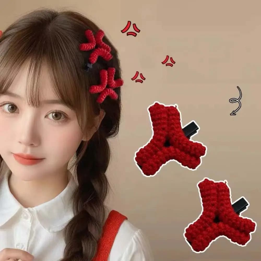 Duckbill Clip Angry Emotion Hair Clip Korean Style Back Clip Funny Crochet Barrettes Hair Accessories Cartoon Side Clip Girl