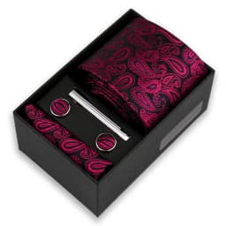 Luxury Tie Set For Men Business Gift Box Wedding Party Fashion Men Tie Set Paisley Handchief Cufflink Tie-Clip Suit Gift For Man