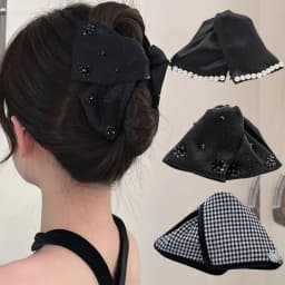 Elegant Large Rhinestones Bow Hair Claw Crab Pearls Hairpins Women Girls Sweet Hair Ornament Hair Clips Fashion Hair Accessories