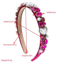 Pink Valentine's Day Baroque Full Diamond Love Pearl Versatile Headband Party Holiday Hair Accessories Girl