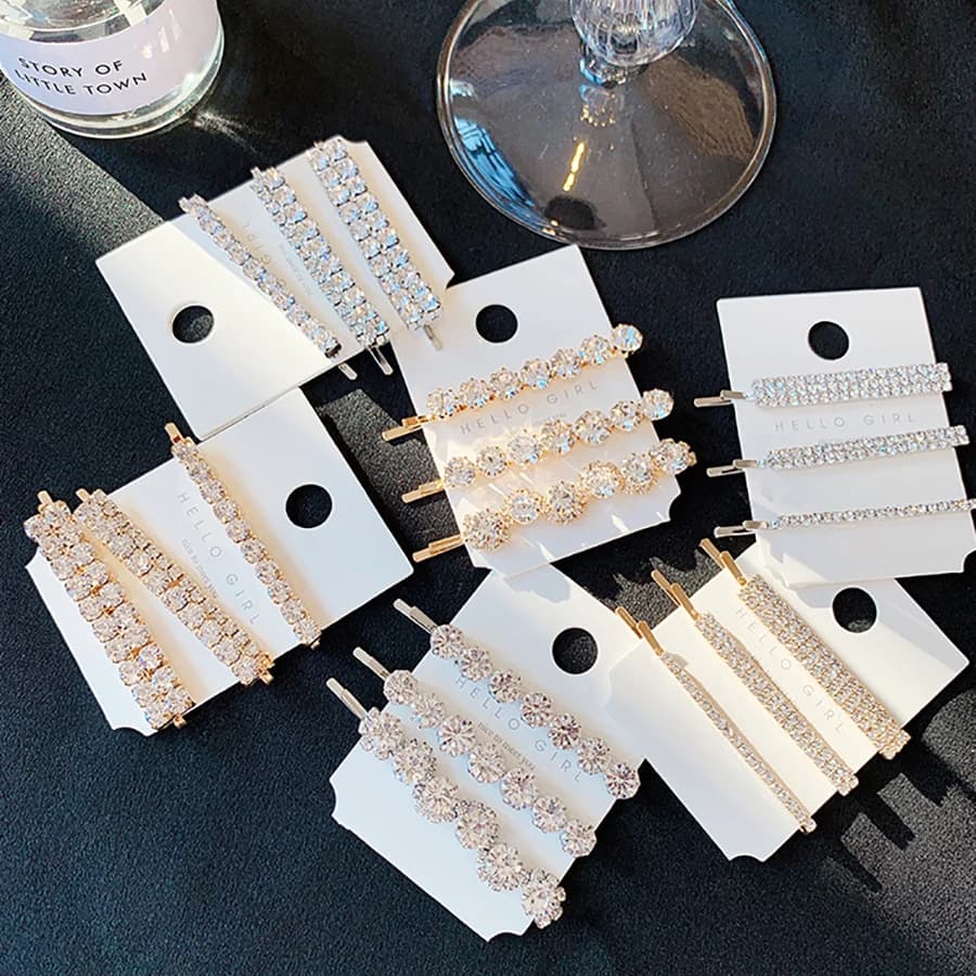 3Pcs/set Super Sparkling Rhinestone Word Clips High-end Side Bangs Hairpin for Women Korean Style Hair Accessories