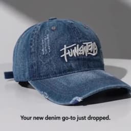Japanese Retro Washed Denim Letter Embroidered Cap Outdoor Sports Mens Travel Sun Hat Baseball Cap Classic Versatile Comfortable