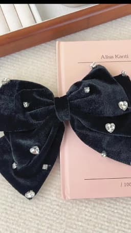 Luxury Bow Love Rhinestone Hairpins Fashion Black Velvet Large HairClips for Women Girls Sweet Temperament Barrettes Headdress
