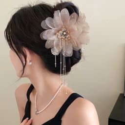 Neo Chinese Style Green Bow Butterfly Hair Claws Clips For Women Imitation Pearl Ribbon Tassel Grips Acrylic Shark Clip A-15