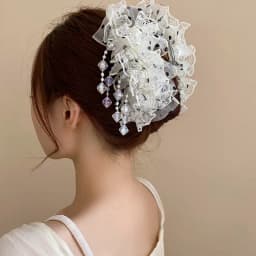 Neo Chinese Style Green Bow Butterfly Hair Claws Clips For Women Imitation Pearl Ribbon Tassel Grips Acrylic Shark Clip A-15