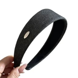 Sweet and Cool Denim Silver Small Round Label Light Blue Thin Headband Women's Daily New Retro Niche Advanced Face Wash Headband