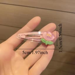 2pcs Cute Cartoon Duck Hair Clips Sweet Tulip Flower BB Hairpins for Girls Transparent Yellow Duckling Side Bangs Accessories